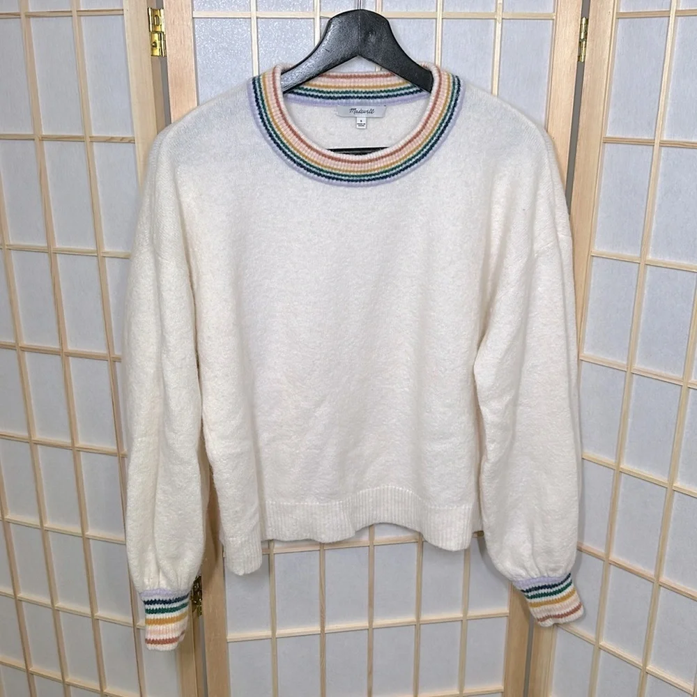 🌈 Madewell Rainbow Trim Gladwell Sweater🌈 - Picture 2 of 8